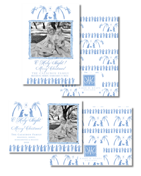 Nativity Toile Christmas Card- Digital Download
