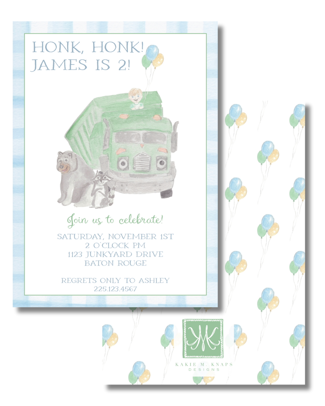 Trash Truck Invitation- Digital Download