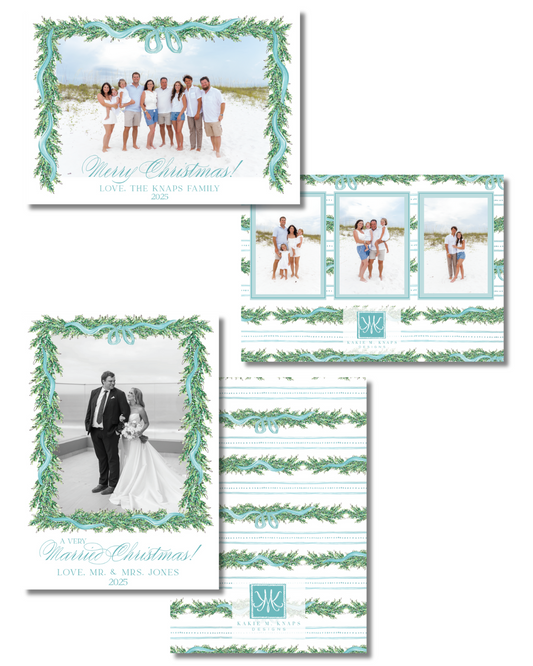 Something Blue Bow Christmas Card- Digital Download
