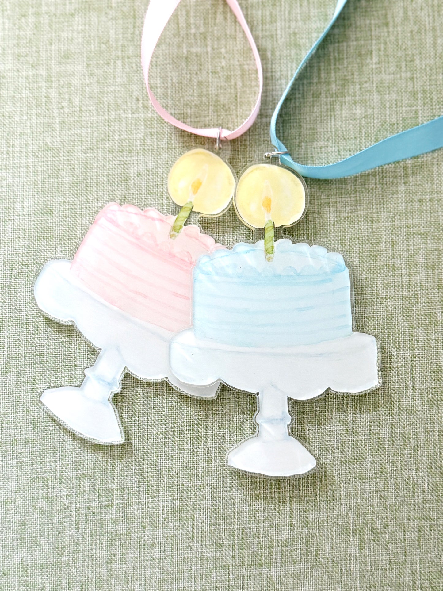 Acrylic Birthday Cake Door Hanger, Wreath Charm, Ornament