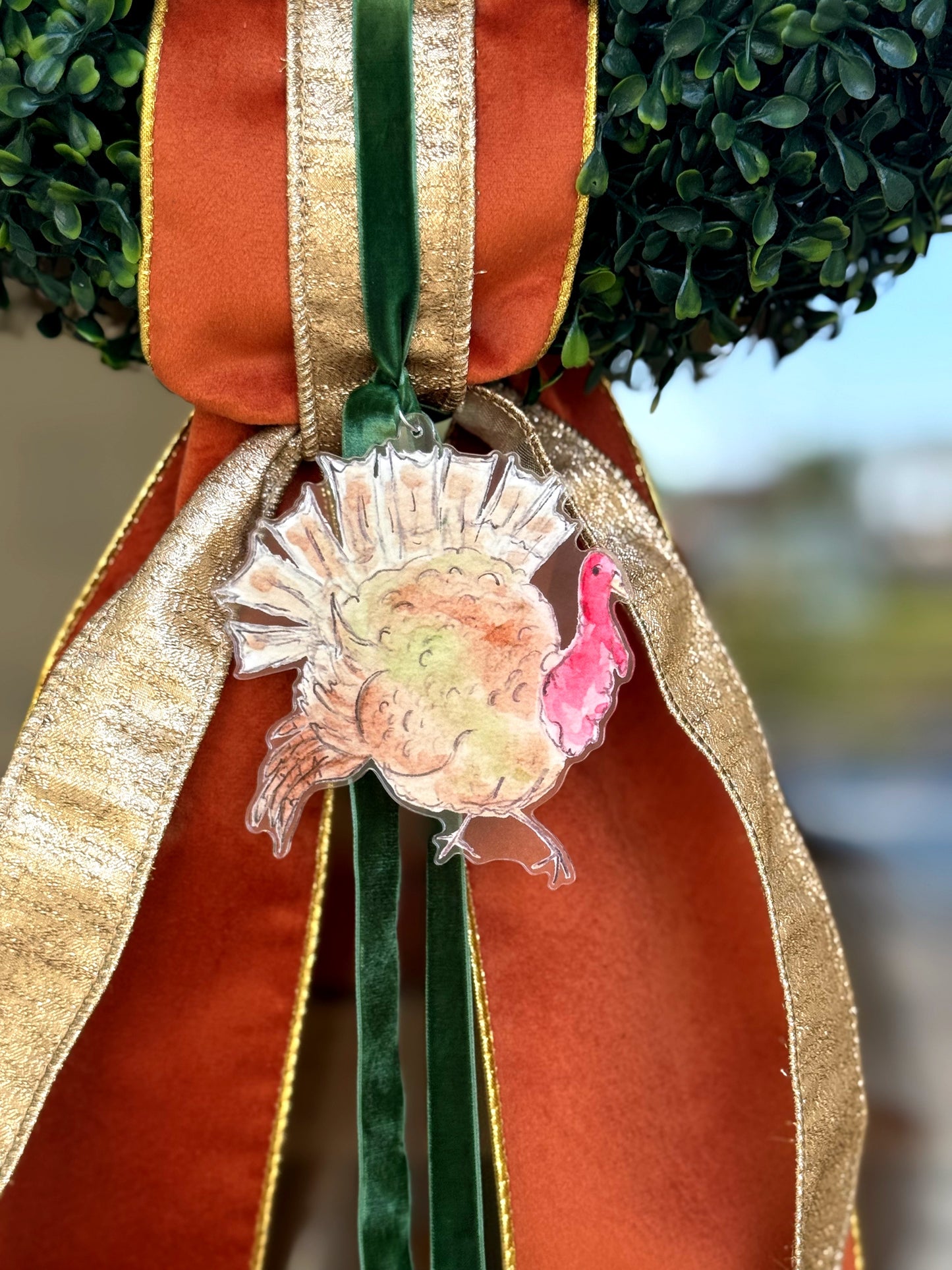 Turkey Acrylic Wreath Charm Ornament