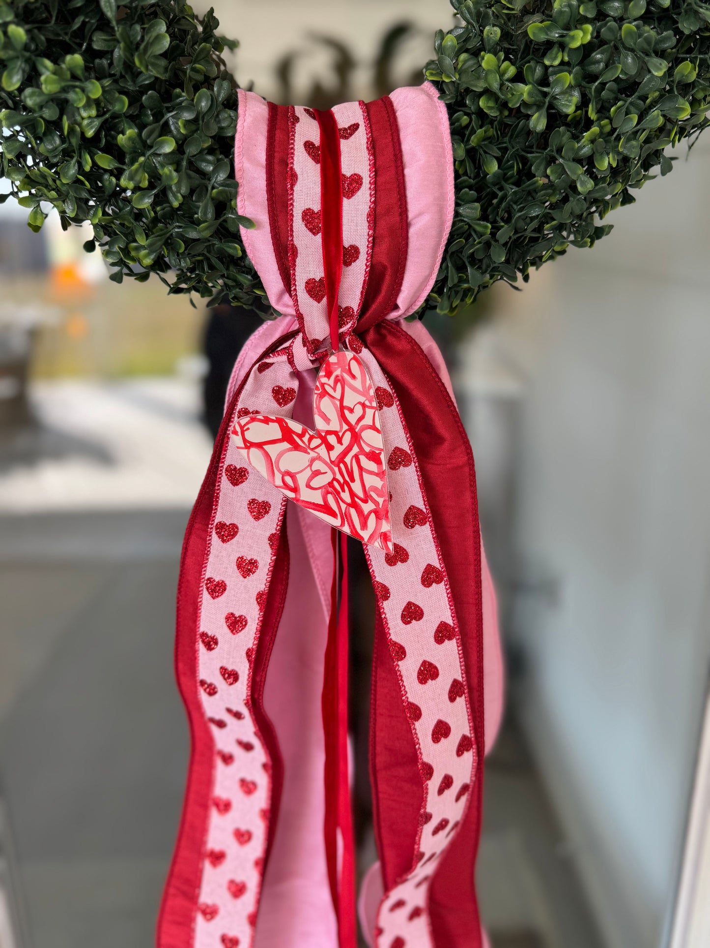 Valentine's Day Ribbon and Acrylic Wreath Charm, Ornament