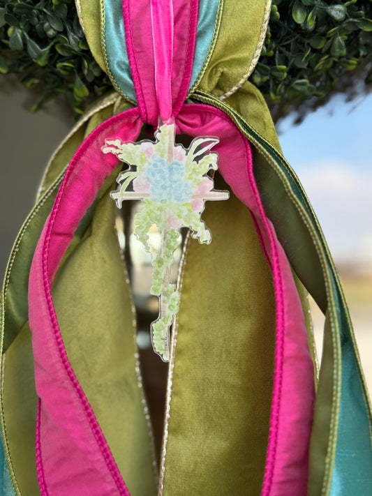 Floral Cross Wreath Charm, Ornament