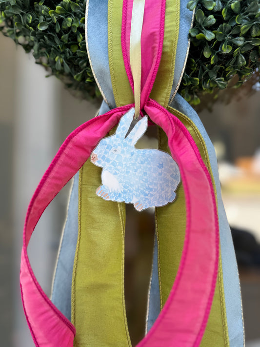Blue Bunny Wreath Charm, Ornament