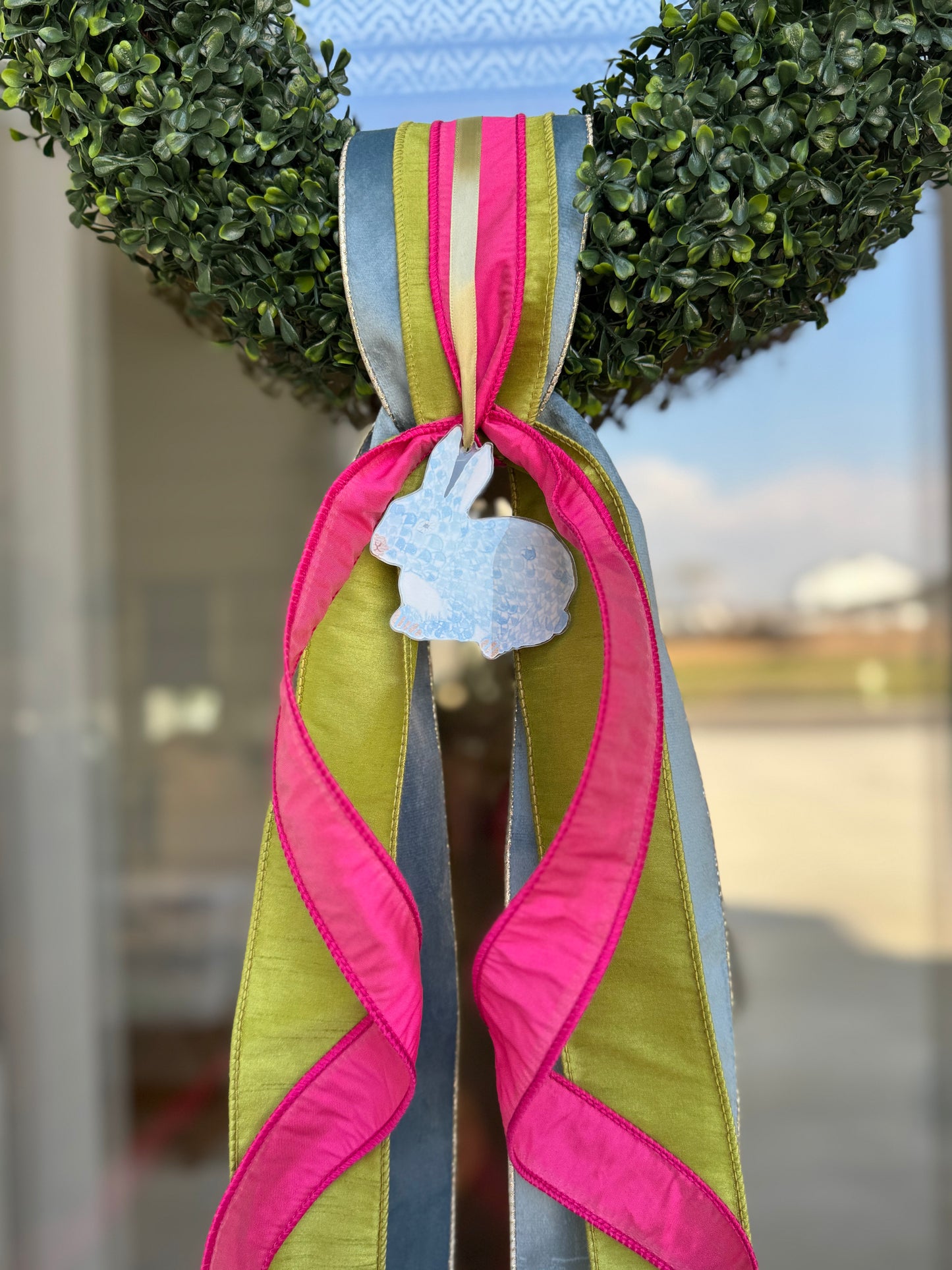 Blue Bunny Wreath Charm, Ornament