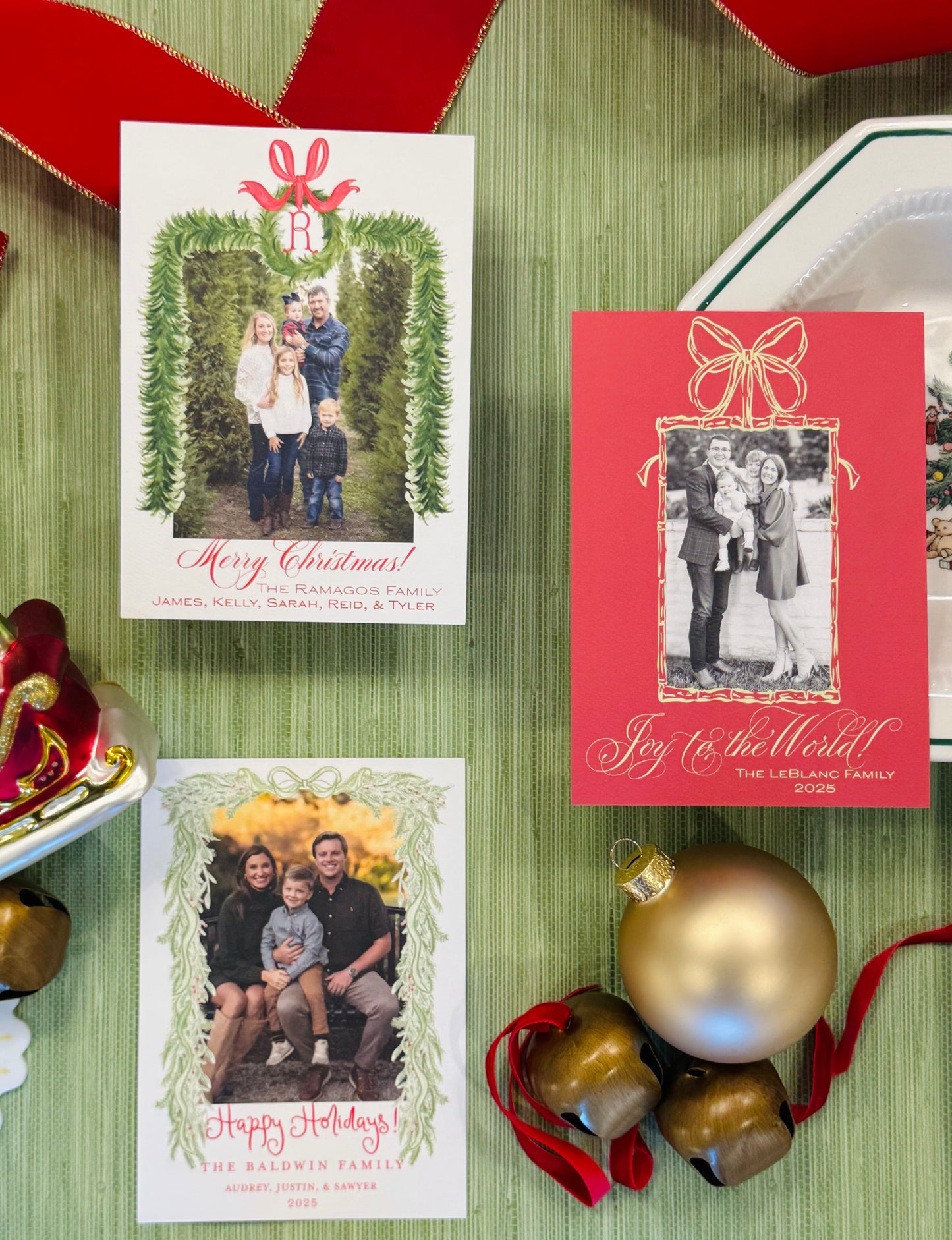 Red Bow Wreath Christmas Card- Digital Download