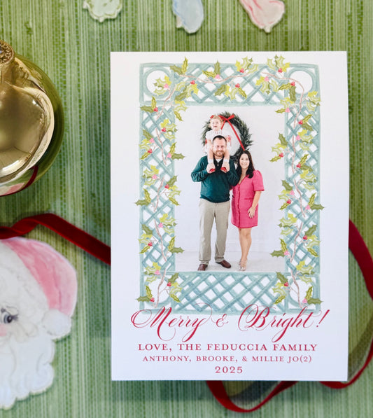 Holly Lattice Christmas Card- Digital Download