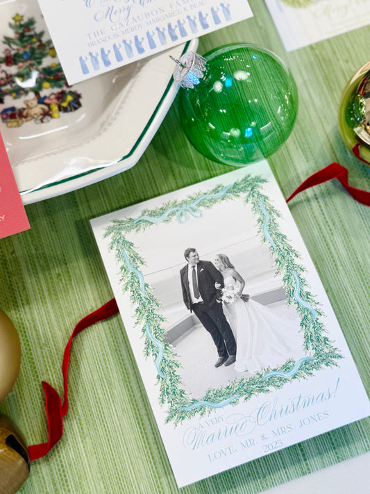 Something Blue Bow Christmas Card- Digital Download