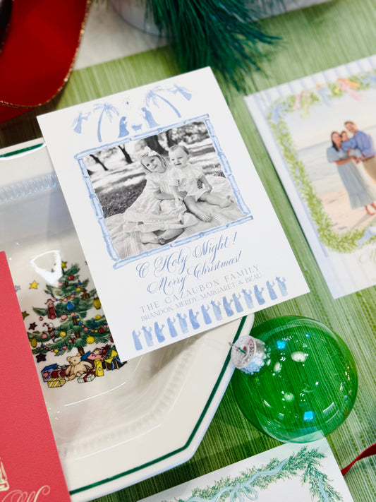 Nativity Toile Christmas Card- Digital Download