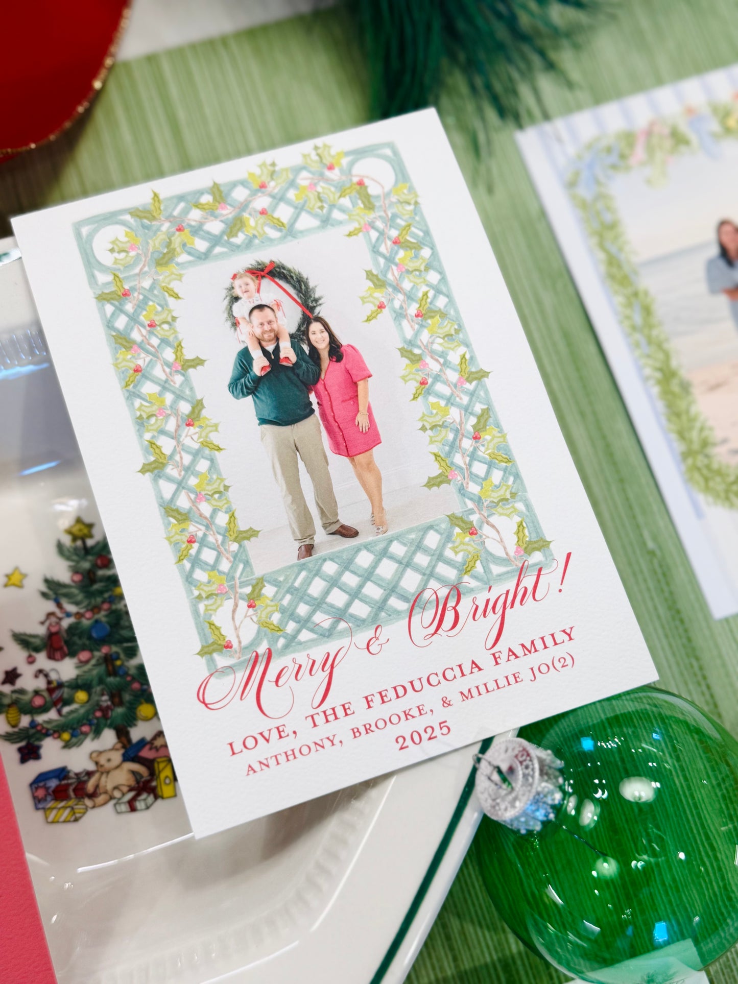 Holly Lattice Christmas Card- Digital Download