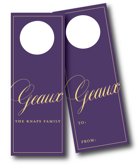 Custom Geaux Bottle Gift Tags