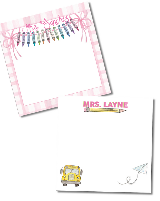 Custom Teacher Notepads and Stationery Sets- Multiple Color/Design Options