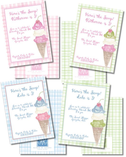 Ice Cream Invitation- Digital Download