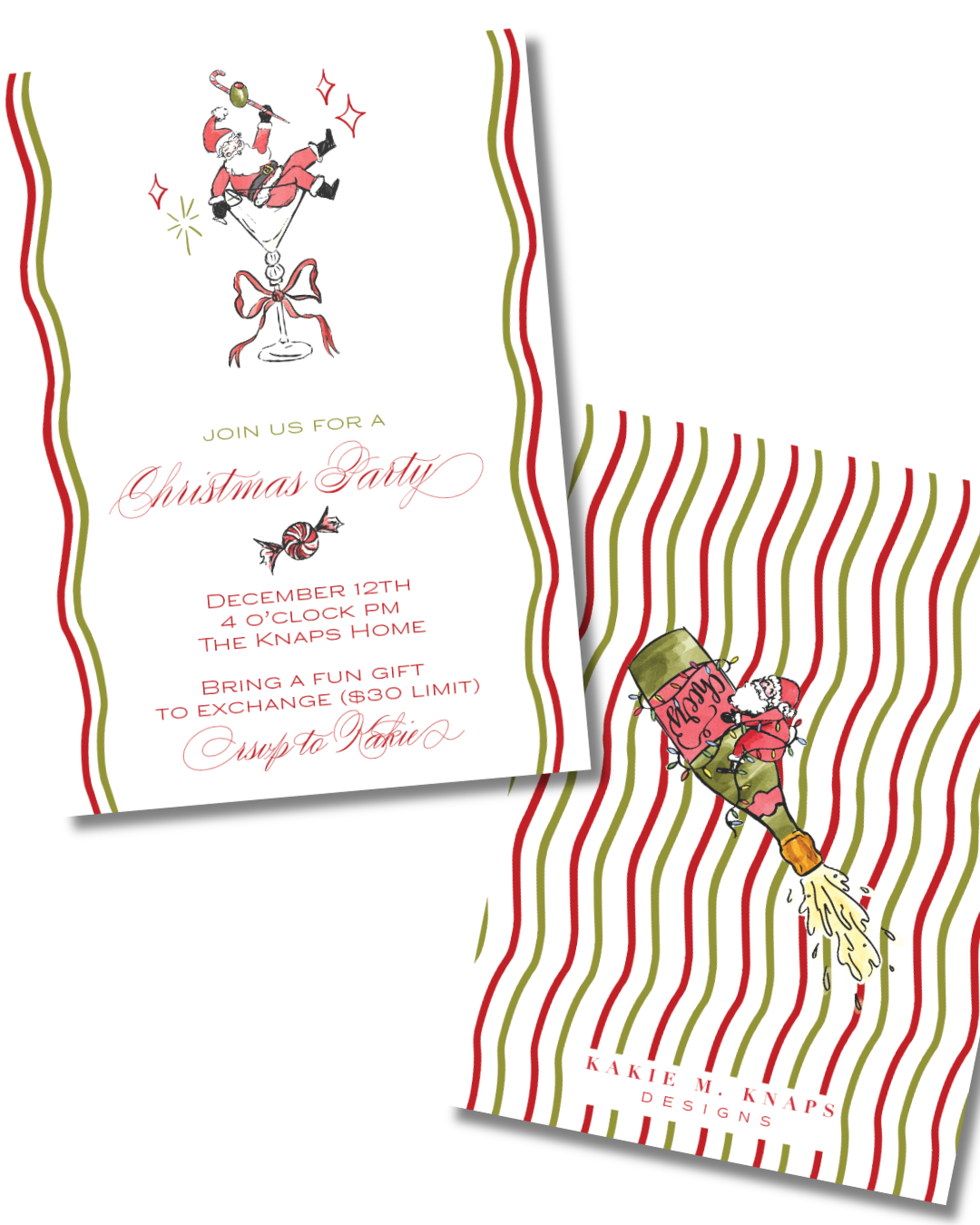 Boozy Santa Christmas Party Invitation- Digital