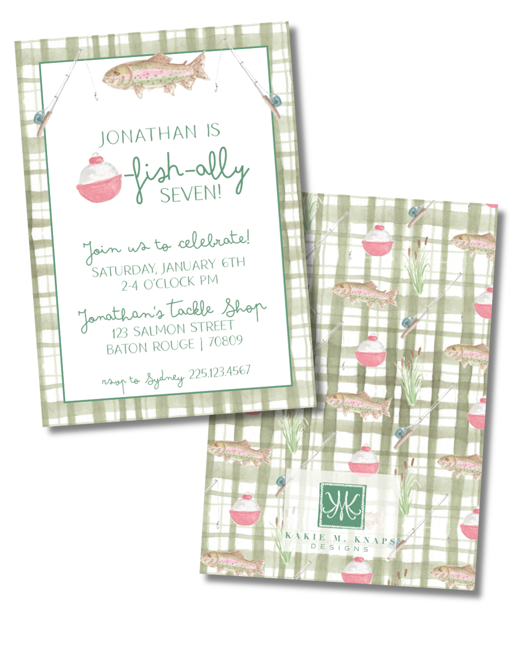 O-fish-ally Fishing Birthday Invitation- Digital Download