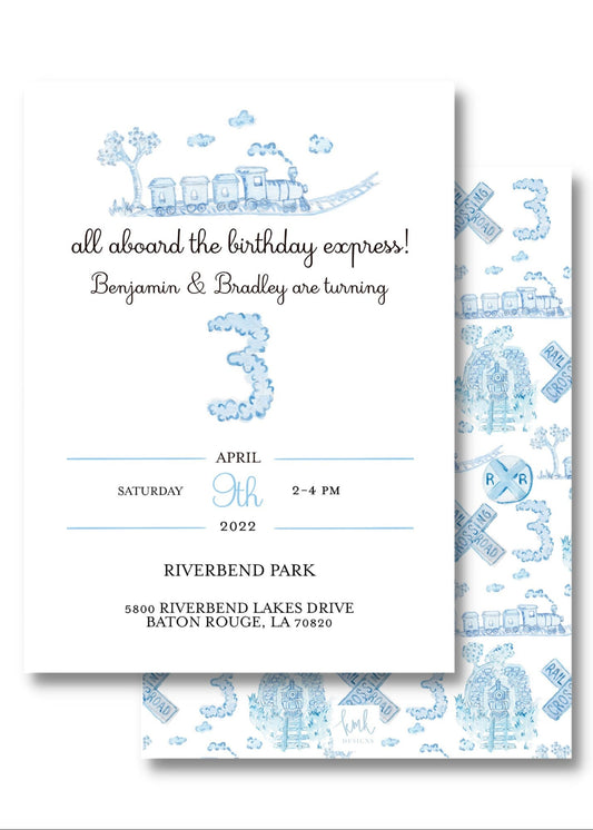 Toile Train Invitation Digital Download