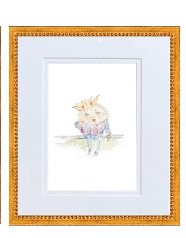 Humpty Dumpty Hand Painted Watercolor Print with Mat