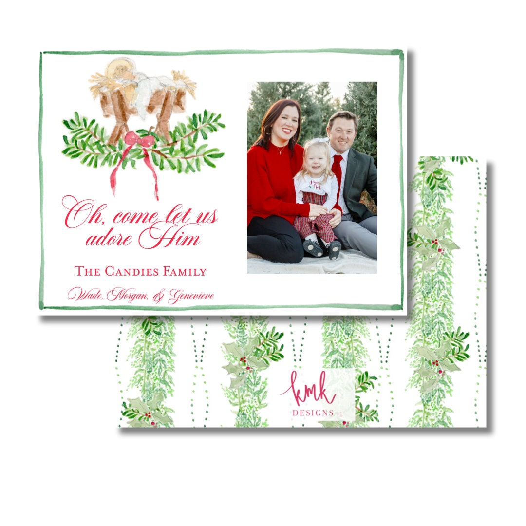 Hand Painted Christmas Card- Manger Horizontal