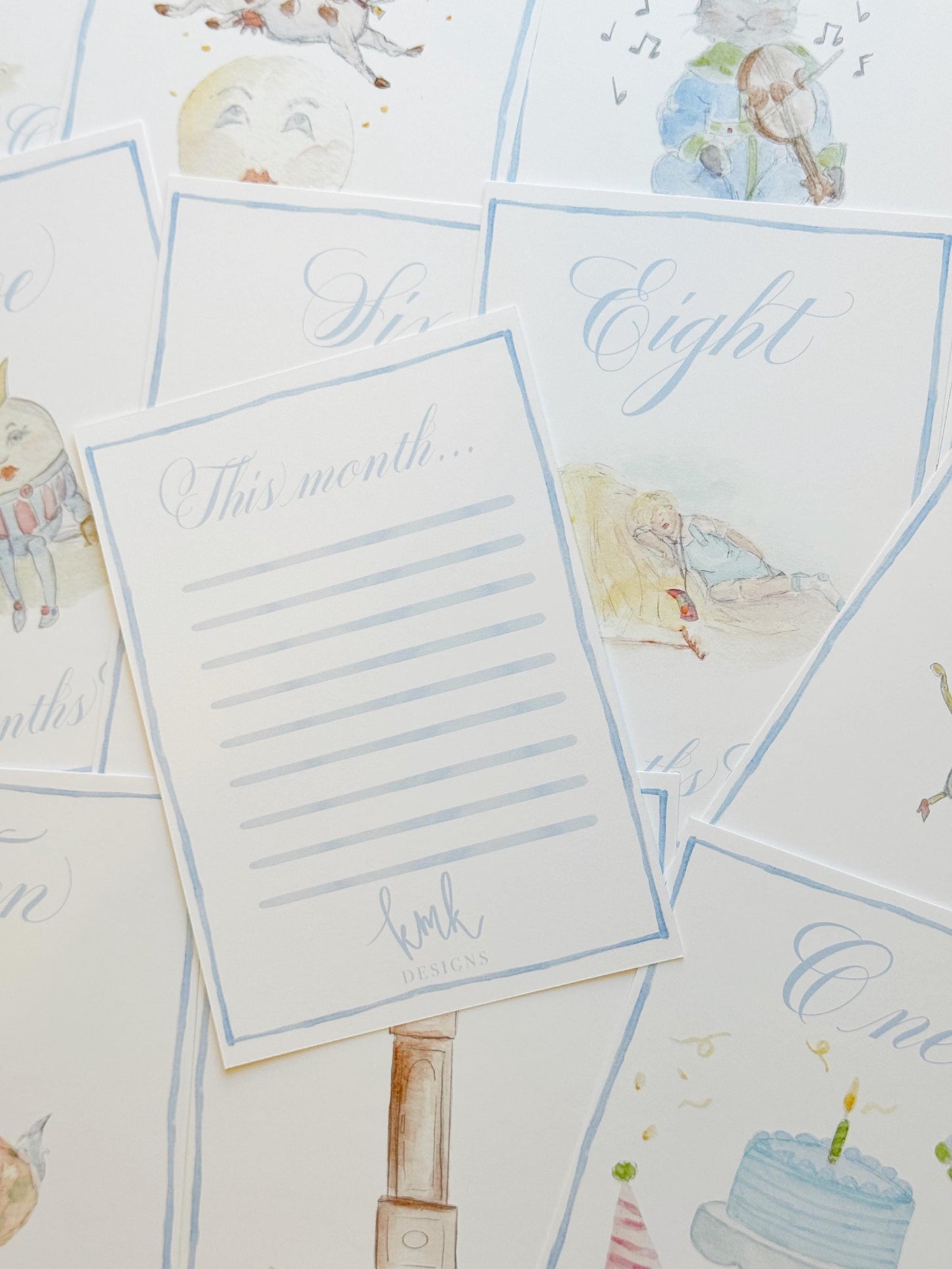 Nursery Rhyme Milestone Cards- Pink, Blue or Green