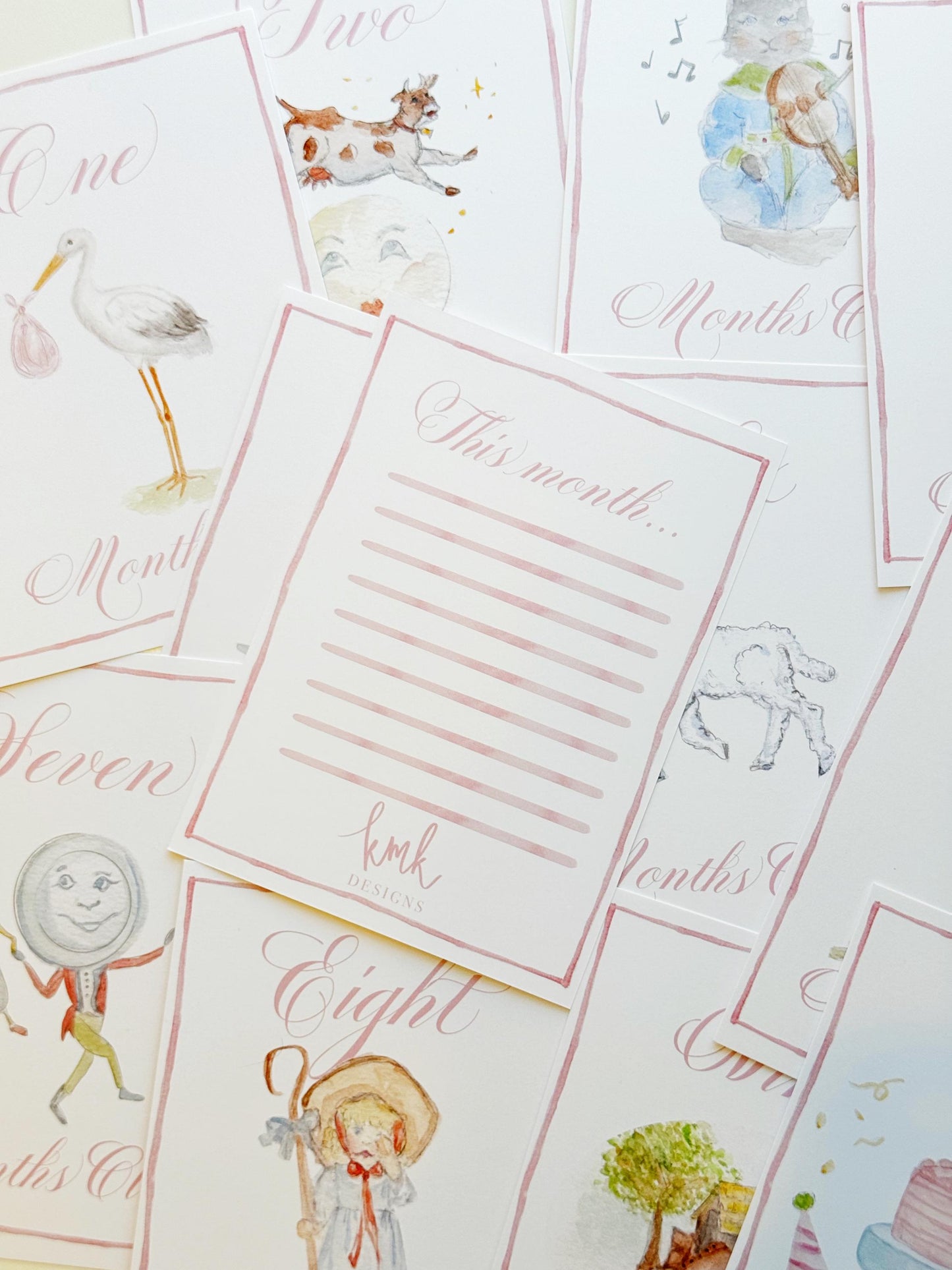Nursery Rhyme Milestone Cards- Pink, Blue or Green