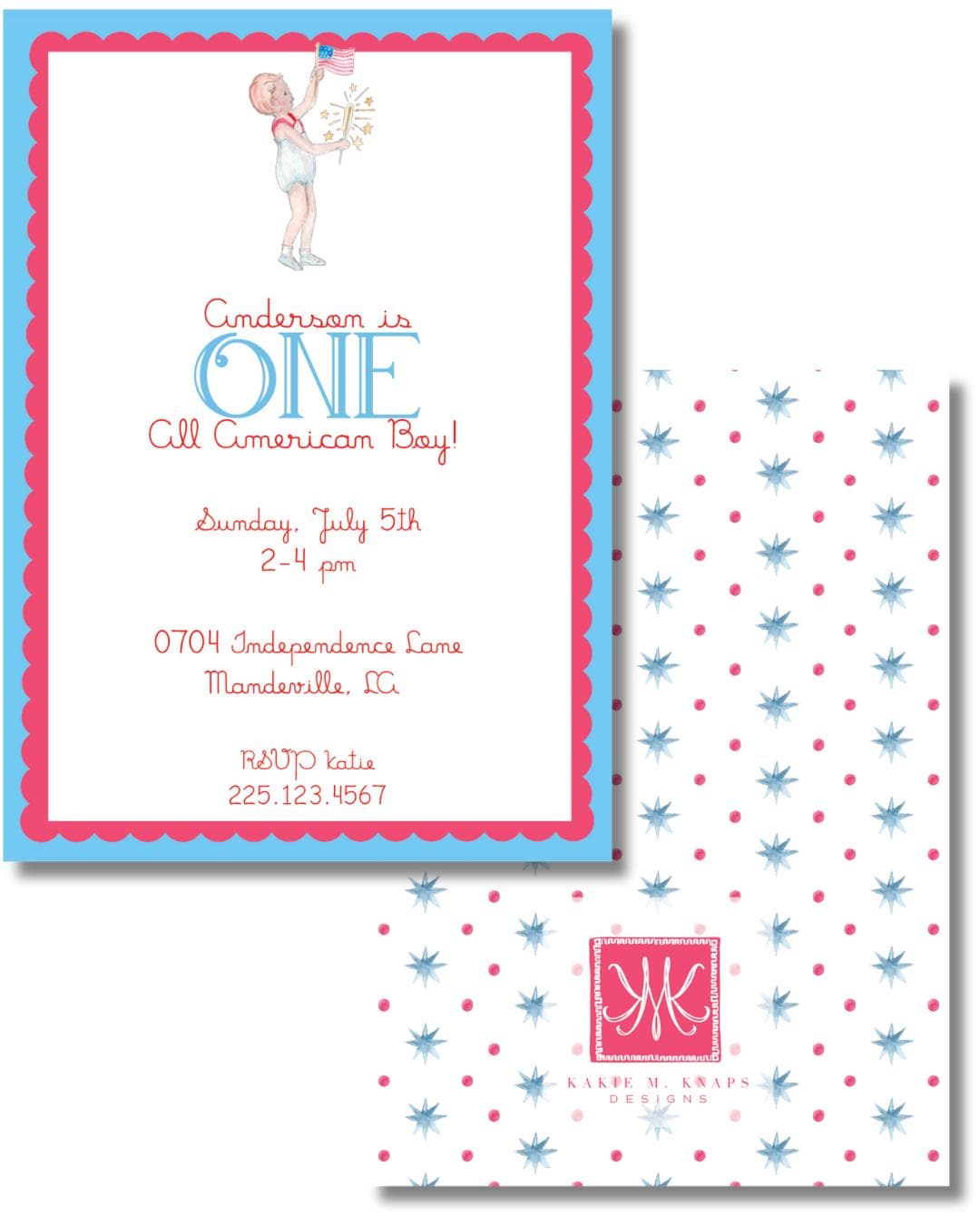 All American Boy Birthday Invitation Digital Download