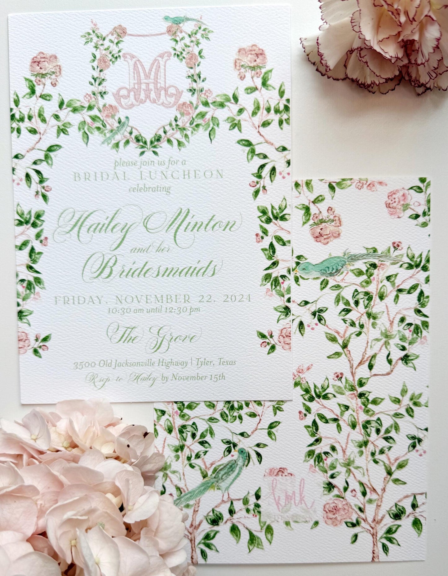 Pink & Green Chinoiserie Invitation Digital Download