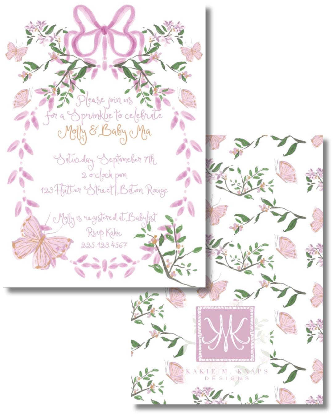 Butterfly Shower Invitation Digital Download