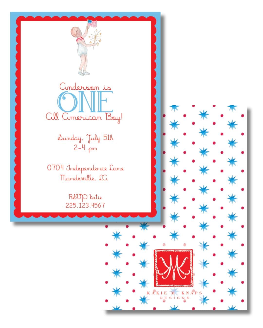 All American Boy Birthday Invitation Digital Download