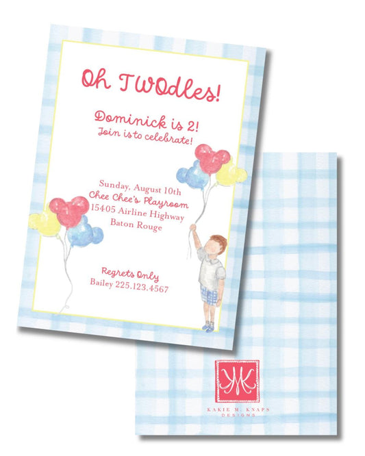Mickey-Inspired Balloon Birthday Invitation – Soft Watercolor Style – Hand-Painted Digital File