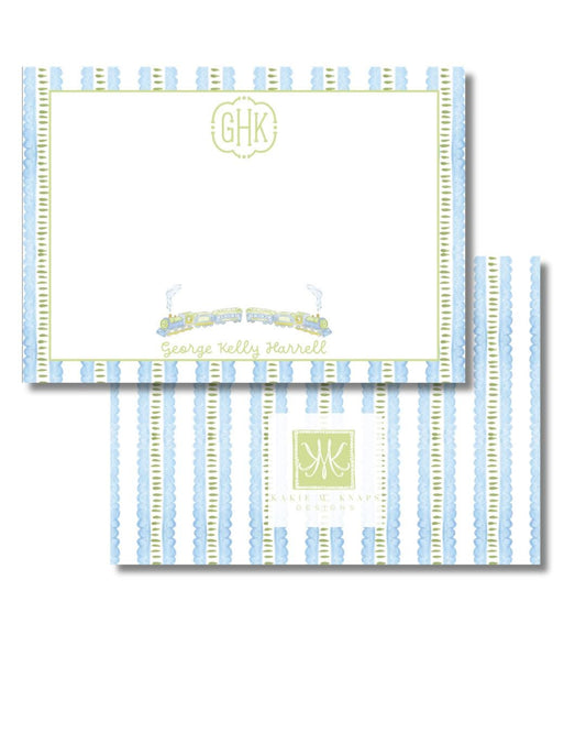 Watercolor Train Monogram Stationery – Personalized Stationery Set