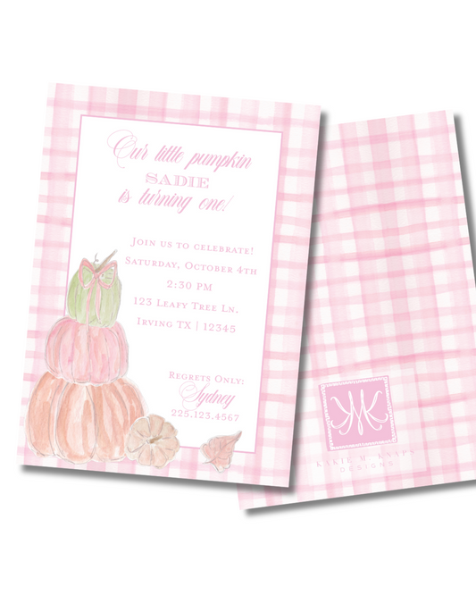 Pumpkin Birthday Invitation Digital Download