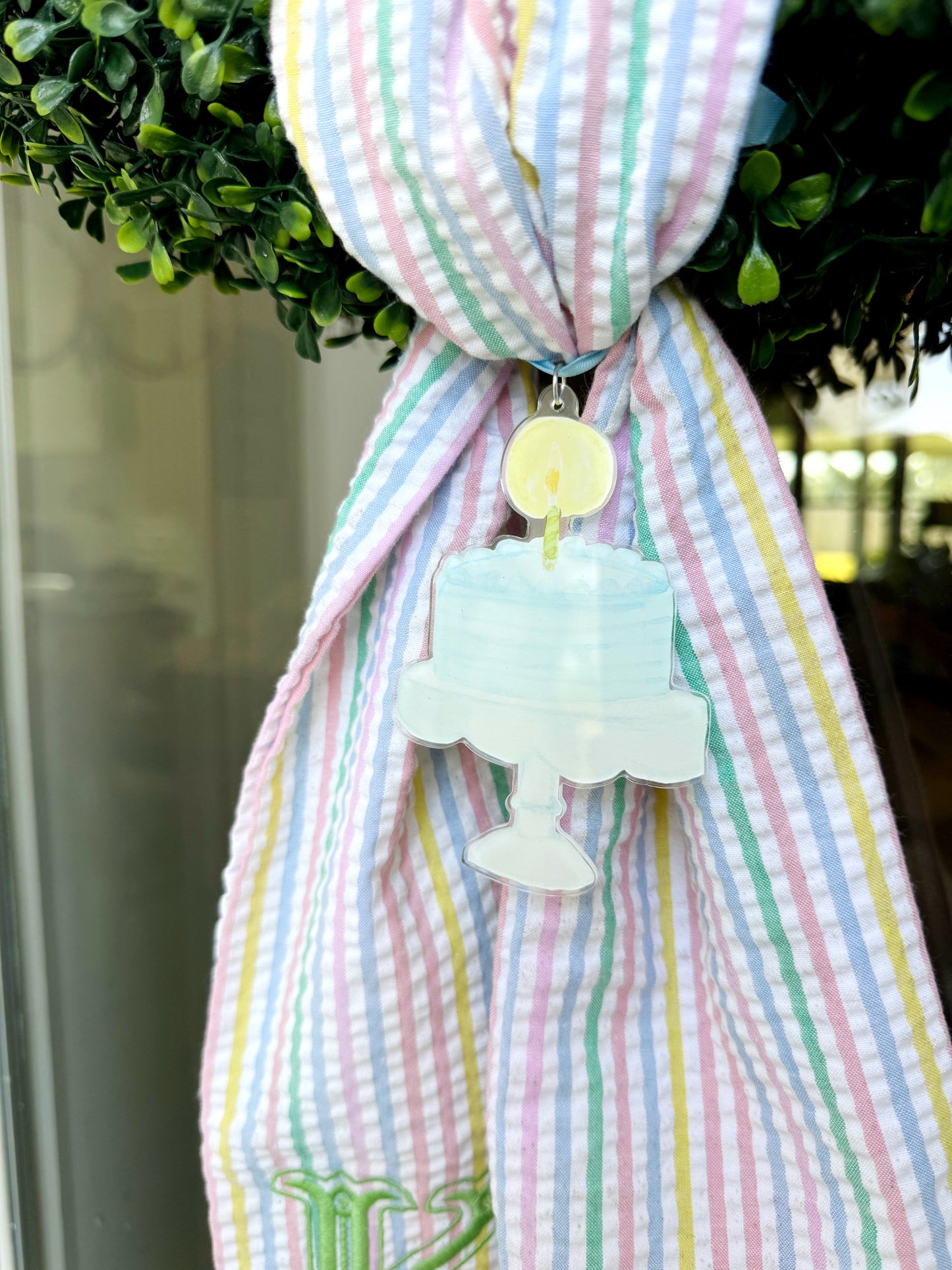 Acrylic Birthday Cake Door Hanger, Wreath Charm, Ornament
