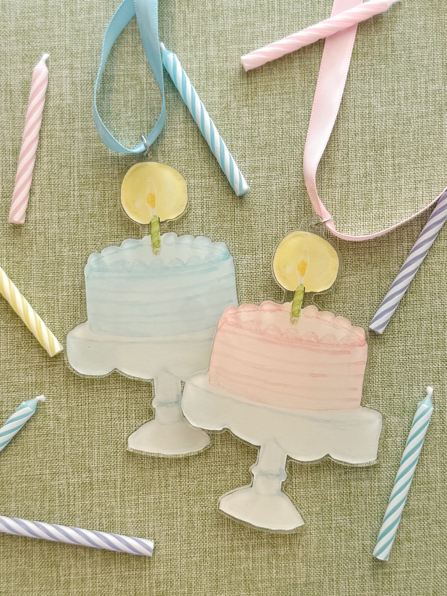 Acrylic Birthday Cake Door Hanger, Wreath Charm, Ornament