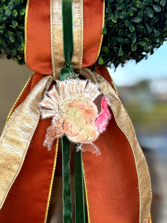 Turkey Acrylic Wreath Charm Ornament