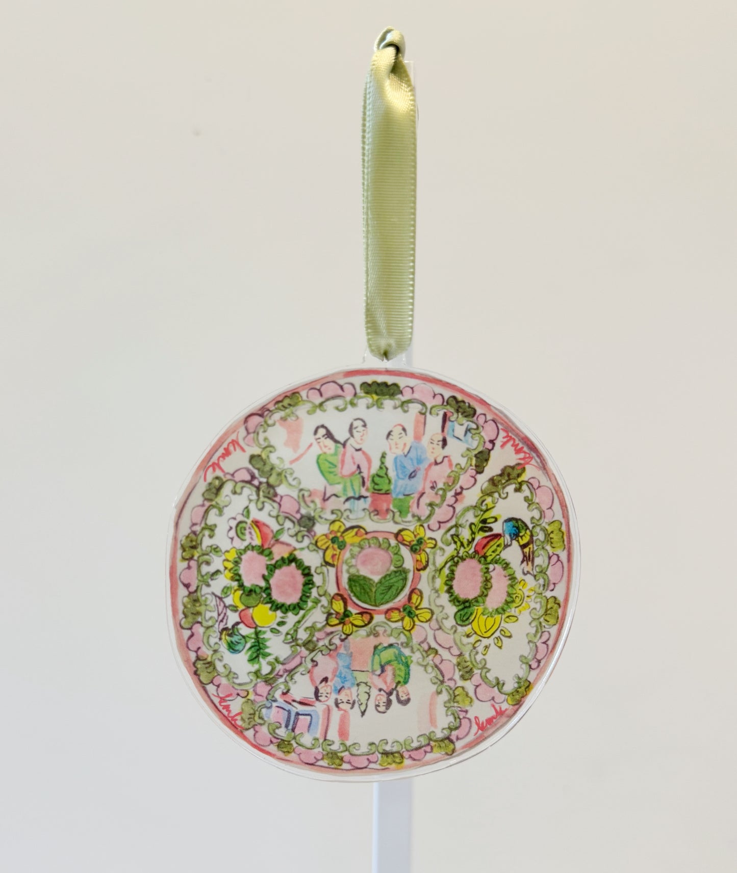 Famille Rose Wreath Charm, Ornament