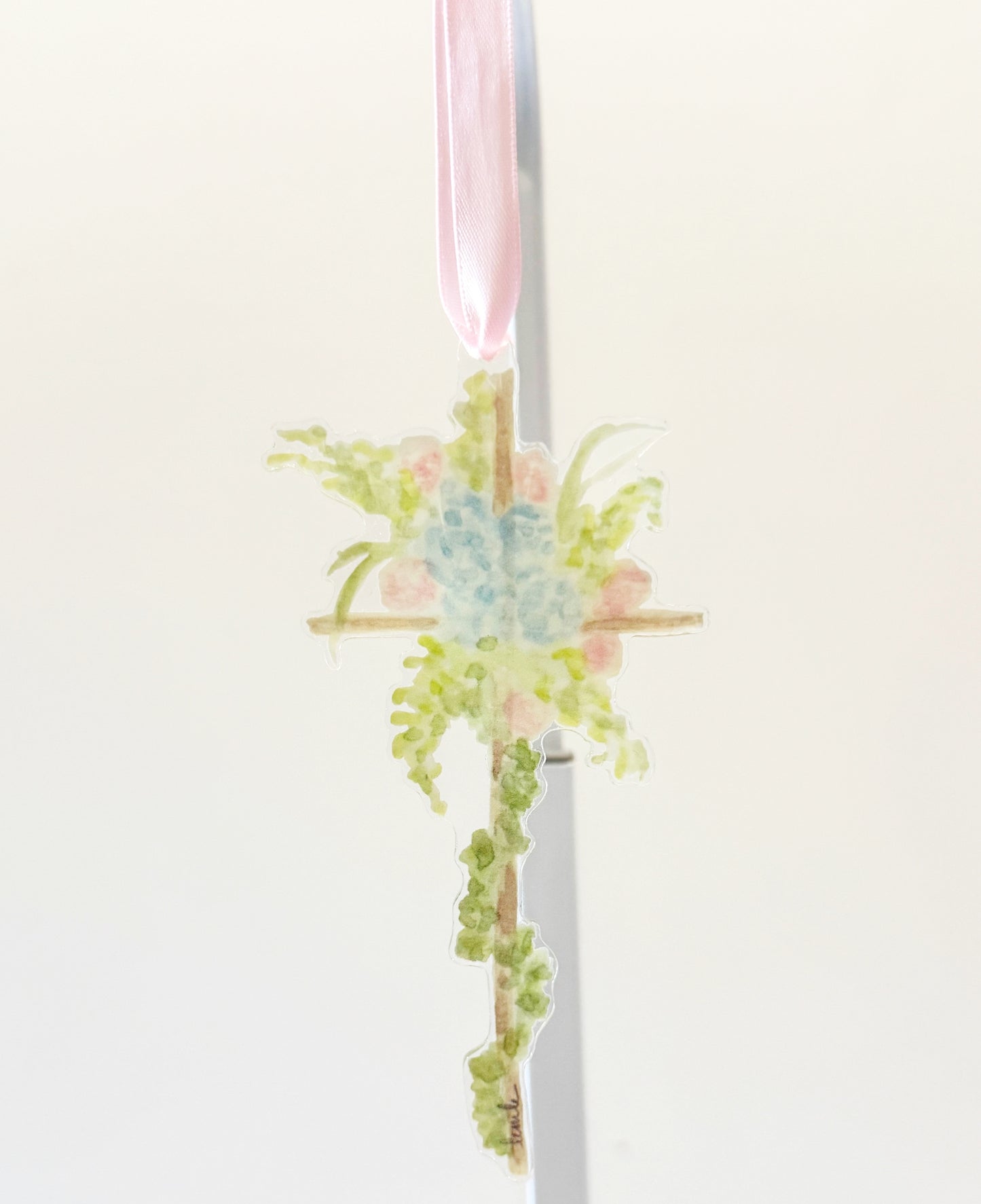 Floral Cross Wreath Charm, Ornament