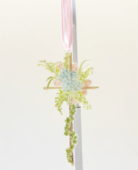 Floral Cross Wreath Charm, Ornament