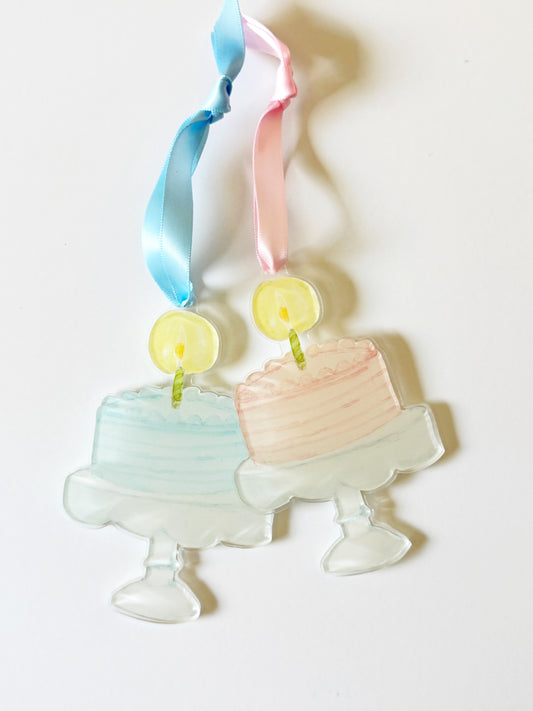 Acrylic Birthday Cake Wreath Charm, Ornament