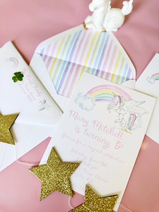 Unicorn and Rainbows Invitation- Digital Download