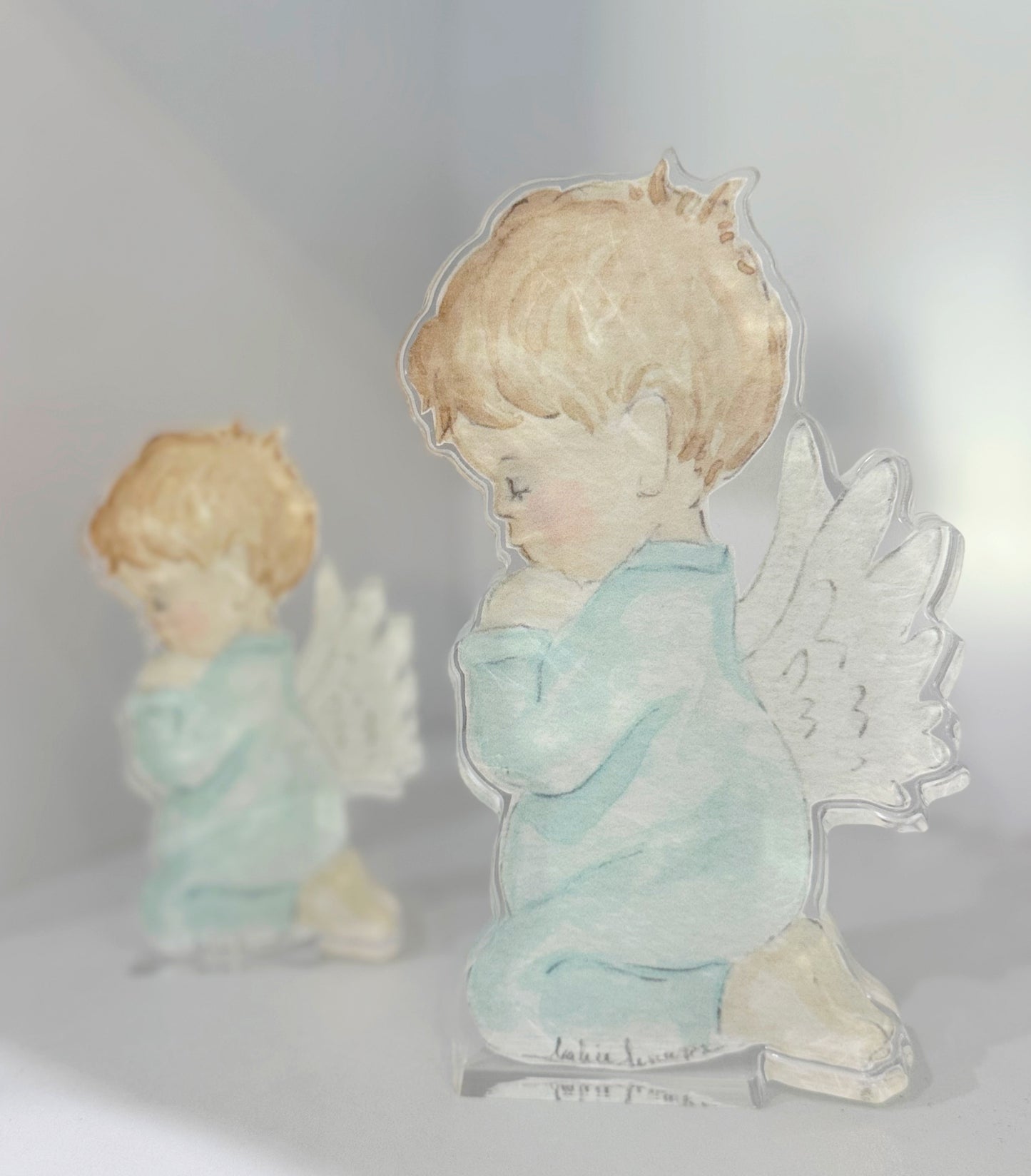 Boy Praying Angel Freestanding Acrylic