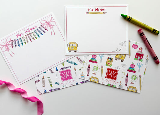 Custom Teacher Notepads and Stationery Sets- Multiple Color/Design Options