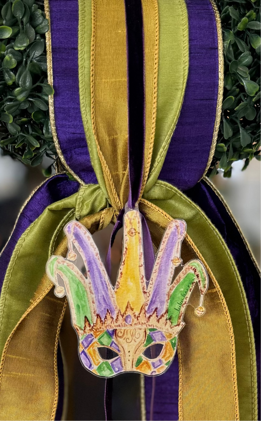 Mardi Gras Acrylic Wreath Charms (King Cake or Mask)