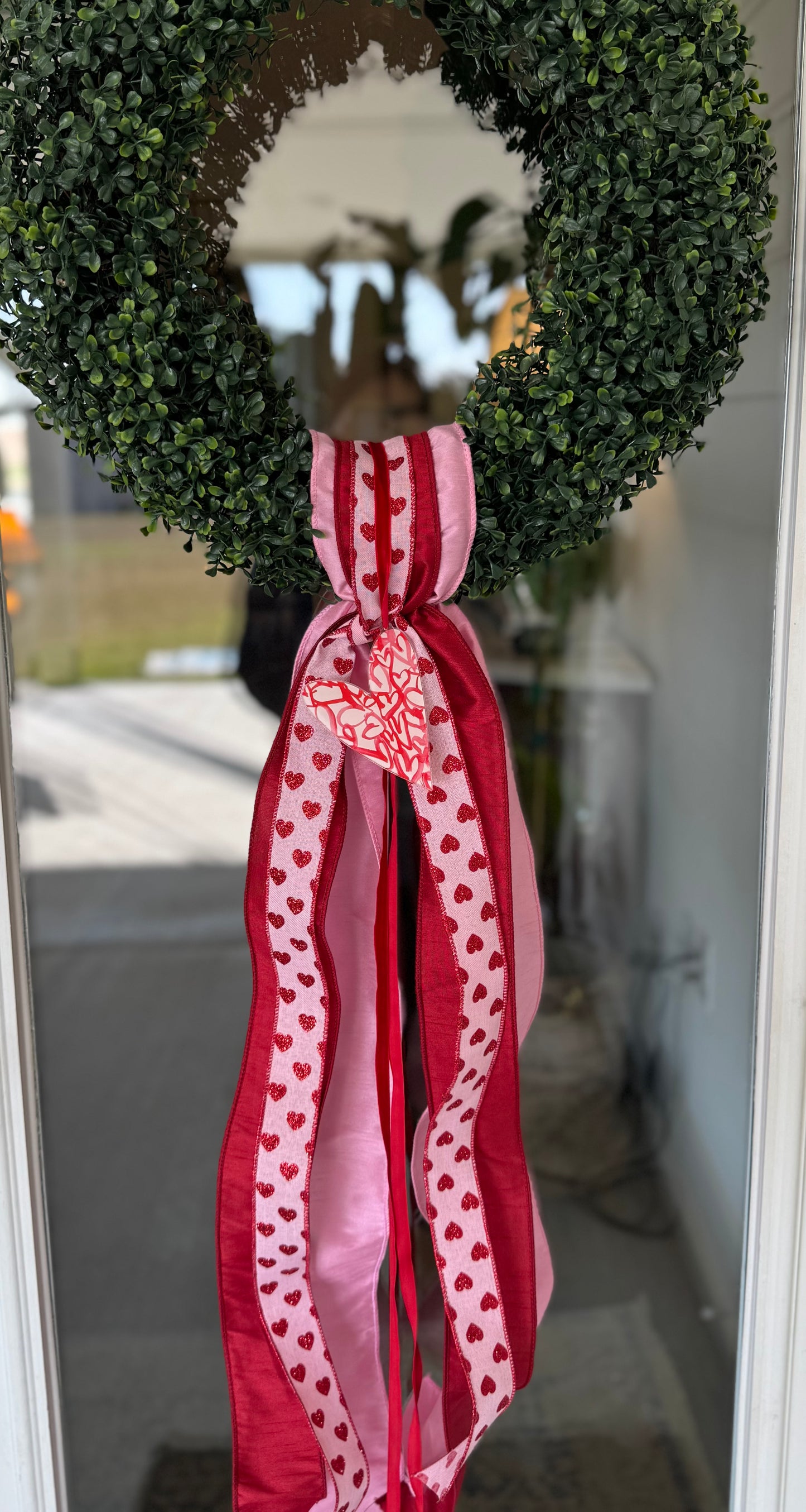 Valentine's Day Ribbon and Acrylic Wreath Charm, Ornament