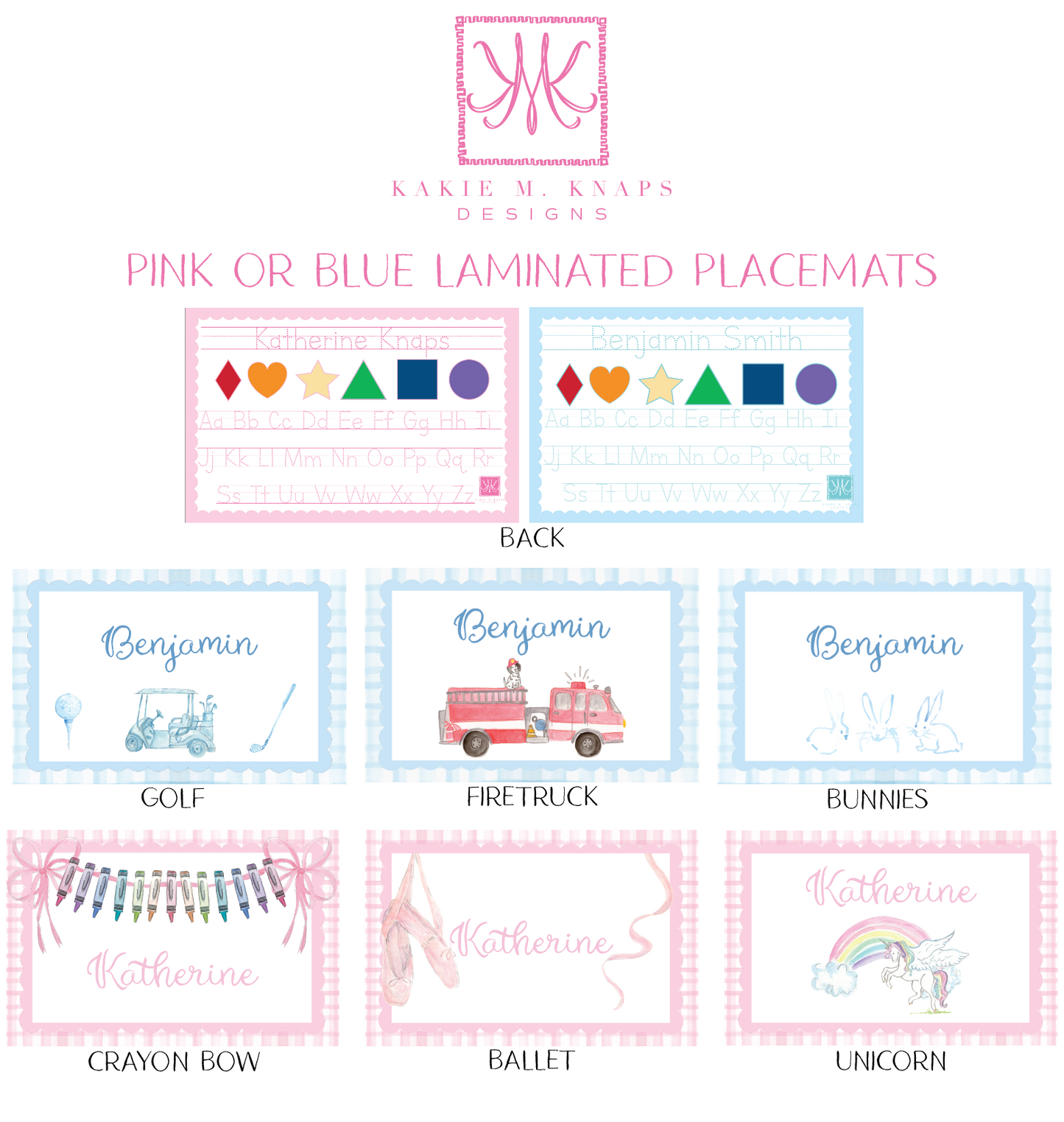 Two Sided Laminated Placemat- Handwriting Practice