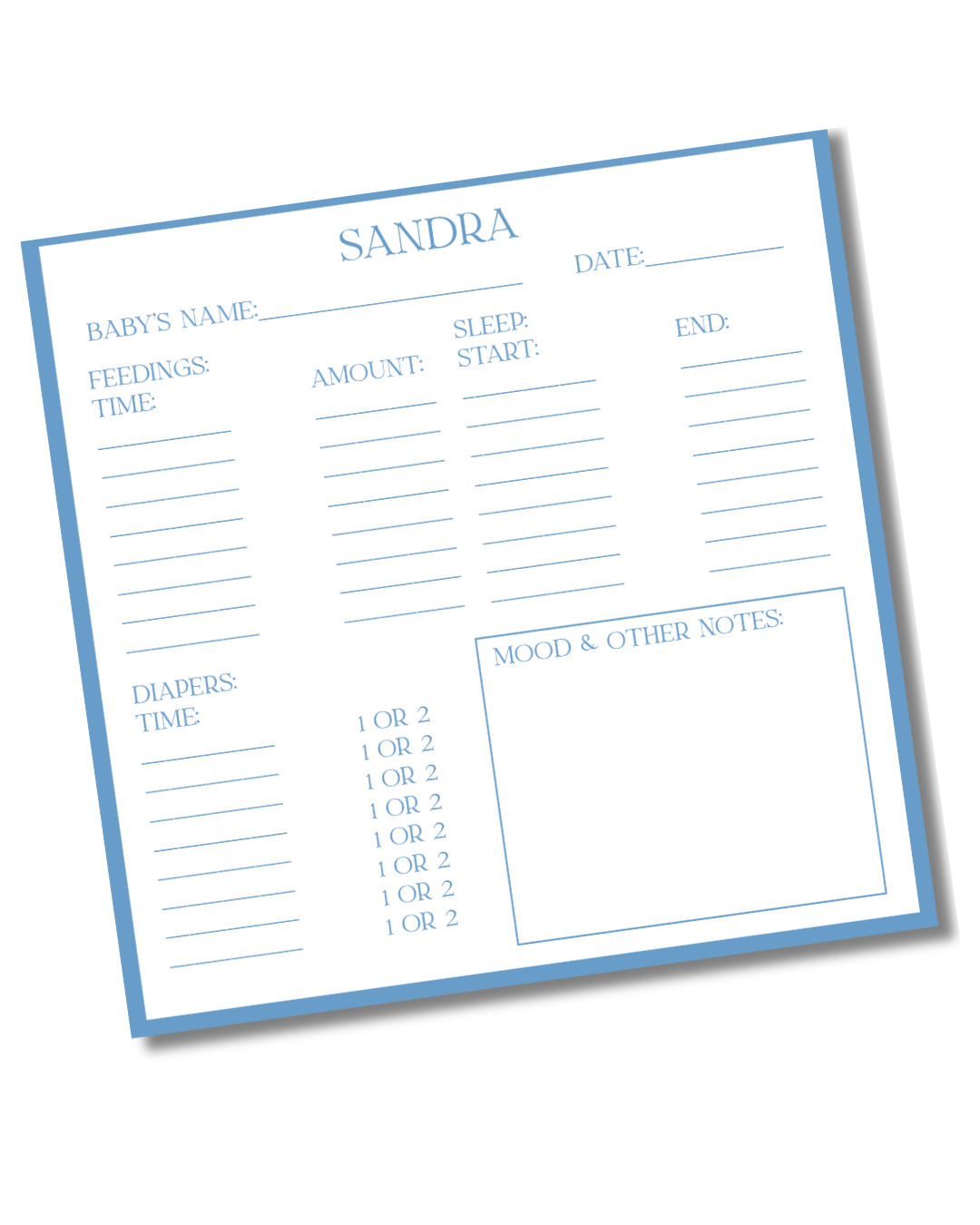 Newborn Baby Log Notepad