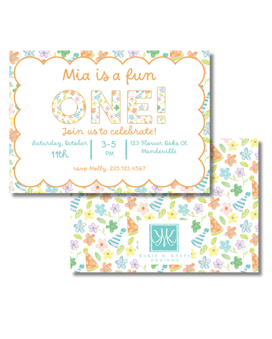 A Fun One Invitation- Digital Download