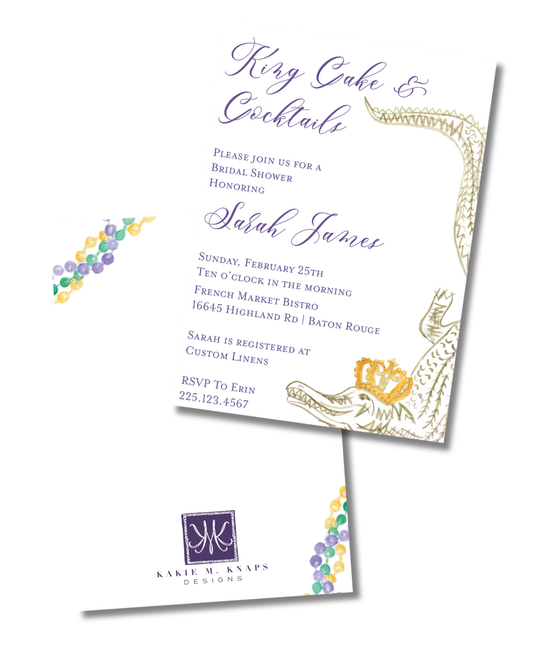 Mardi Gras King Cake and Cocktails Invitation