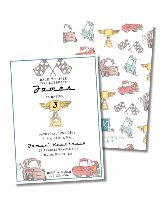 Race Cars Invitation- Digital Download