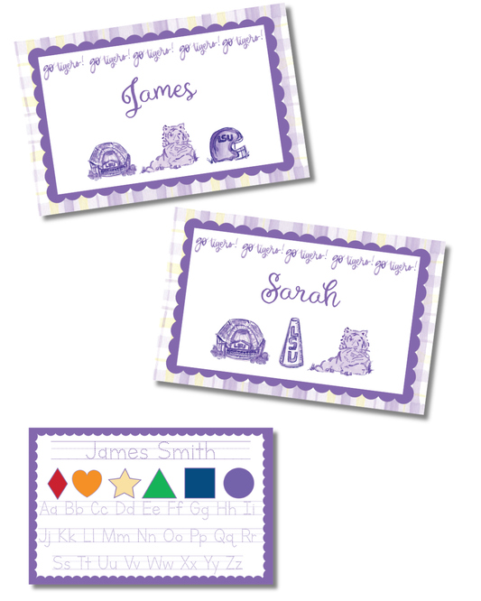 Tigers Two Sided Laminated Placemat- Handwriting Practice