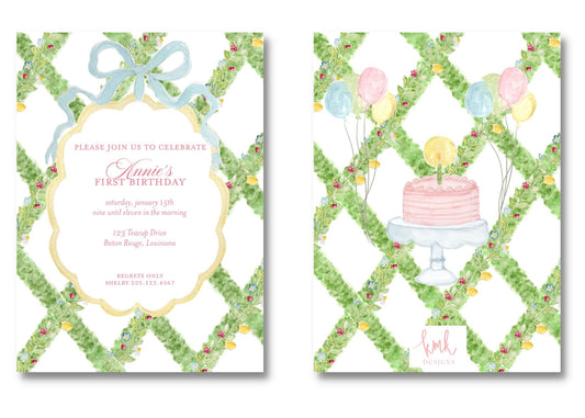 English Garden Birthday Invitation Digital Download